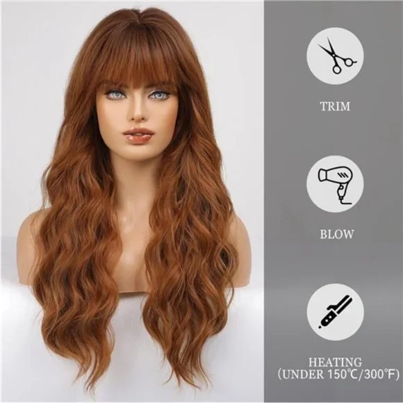 Wig with Bangs for Women, Ombre Auburn
